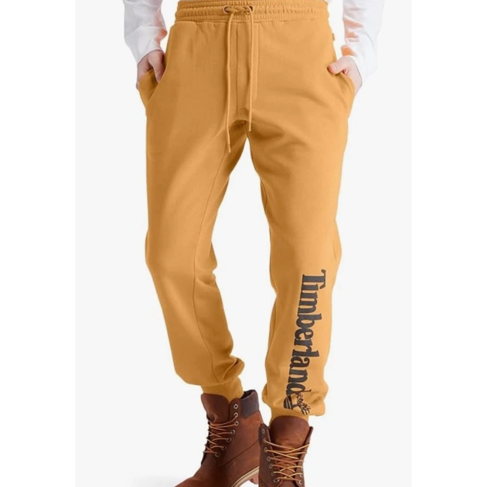 Timberland Mens Jogger Sweatpants Golden‎ Yellow Logo Detail Size Medium NWOT